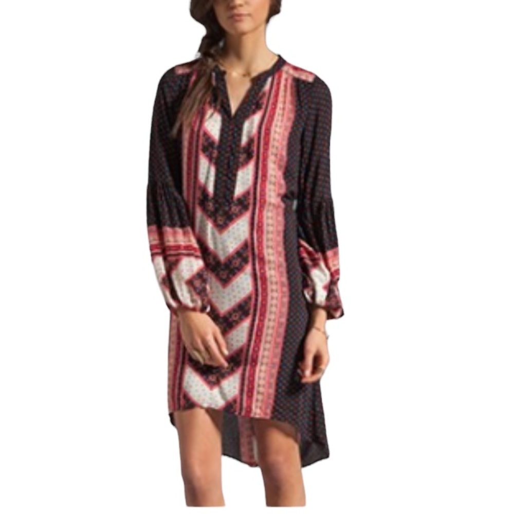 Free People Dress Hi-Lo Peacemaker Bandana Chevron Floral Dress Size XS